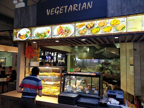 Stall front at Vegetarian Stall - Lau Pa Sat in Central Singapore