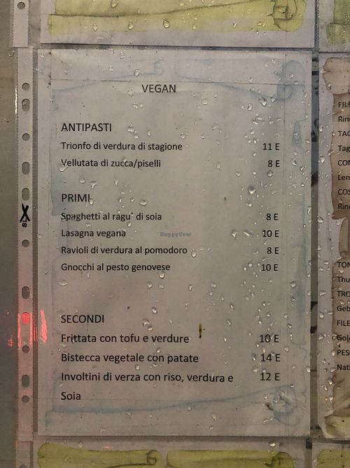 Vegan menu at Antico Sempione in Cannobio