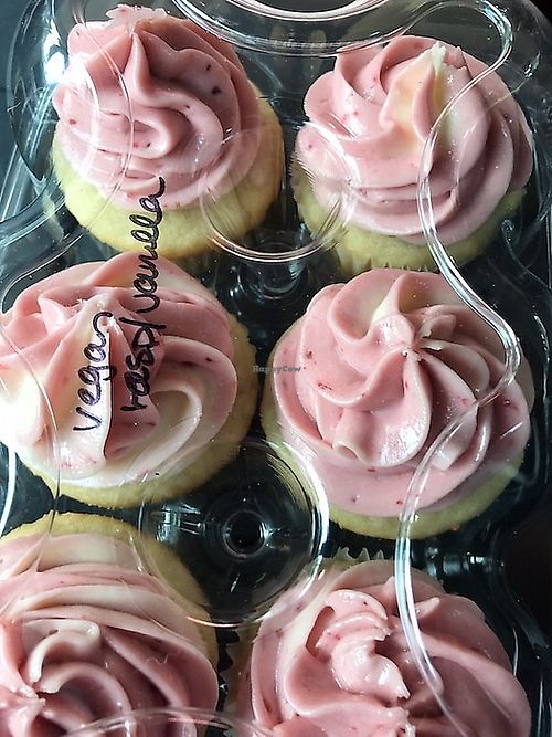 Vegan/GF Vanilla cupcakes with Raspberry icing! at The Cakery in Bellefonte