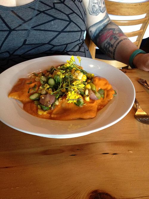 Butternut squash ravioli! at Portobello Vegan Trattoria in Portland