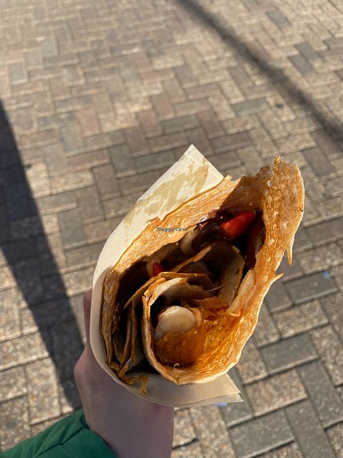dark chocolate, peanut butter, banana and strawberry at Cambridge Crepes in Cambridge