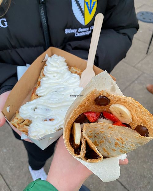 vegan dark choc, strawberry and banana  at Cambridge Crepes in Cambridge