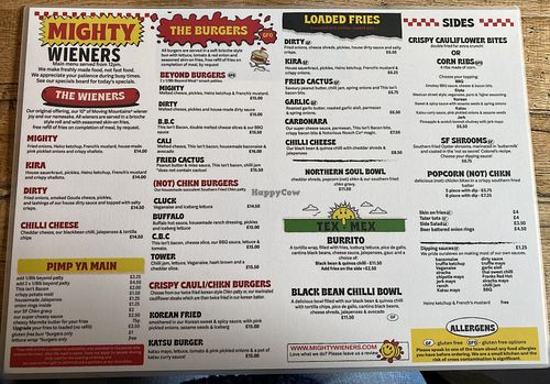 Menu  at Mighty Wieners  in Bournemouth