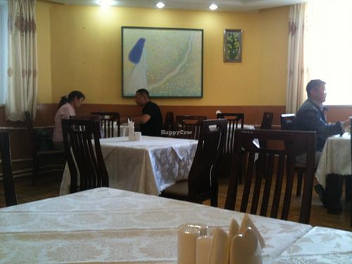 Inside the restaurant, simple and classy decoration. at Bilig Vegan Bistro in Ulaanbaatar