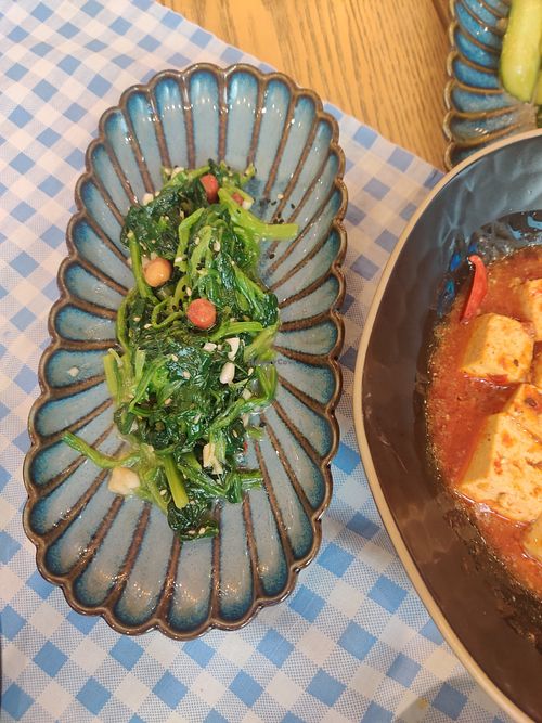 Fried Chinese greens at Bilig Vegan Bistro in Ulaanbaatar