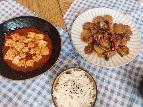 Chinese food at Bilig Vegan Bistro in Ulaanbaatar