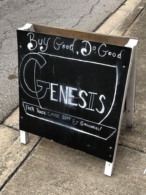 Sidewalk signage at Genesis in Newberry