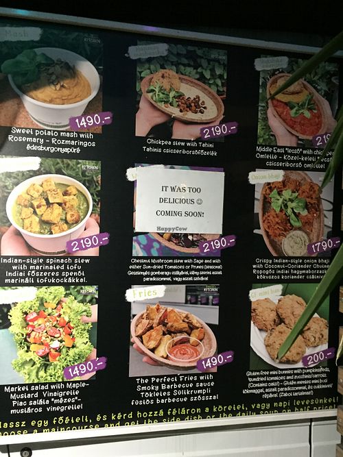 Menu at Kristóf's Kitchen in Budapest