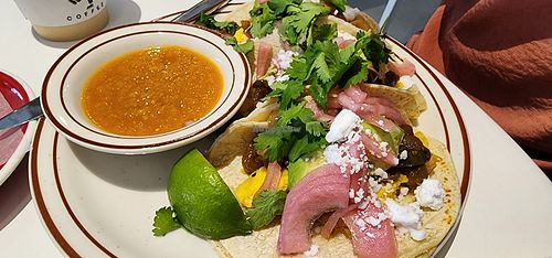 Three tacos at Project Coffee - Burns Court in Sarasota