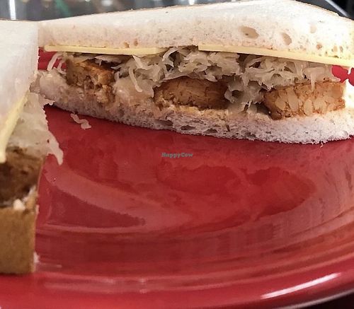 bbq tempeh sandwich with vegan cheese  at Quantum Bean Coffee in Morgantown