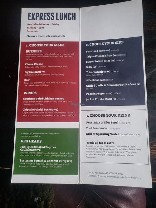 Express Lunch menu at A Nation of Shopkeepers in Leeds