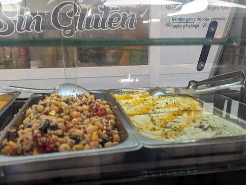 Chickpea salad and Potato salad at Las Niñas Veganas in Cadiz