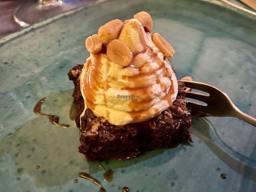 Chocolate brownie with peanut butter.  at Munz Munz in Monopoli