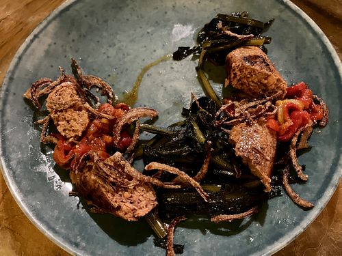 Sausage with greens and peppers  at Munz Munz in Monopoli