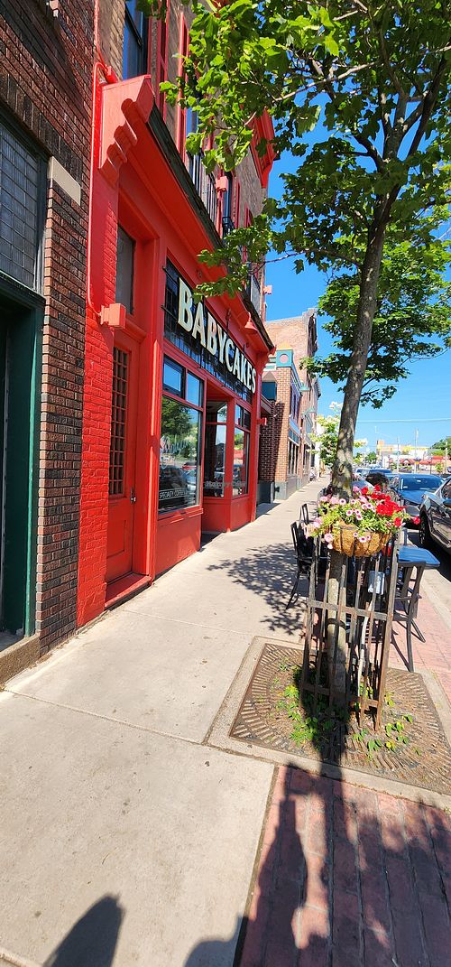 Outside at Babycakes in Marquette