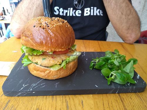 The Hedonist chickpea burger, very filling but lacking in flavour. at Hedonist in Zadar