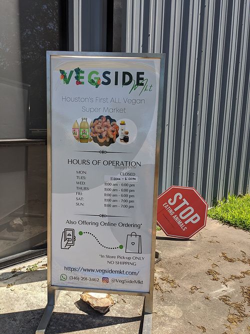 Street side welcome. at VegSide Mkt in Houston