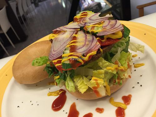 Bagel Burger is Amazing  at Loving Hut - Heping Branch in Taipei