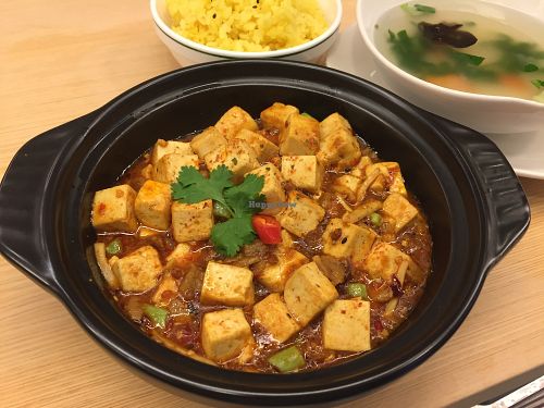 Szechuan Spicy Fried Tofu with Rice  at Loving Hut - Heping Branch in Taipei