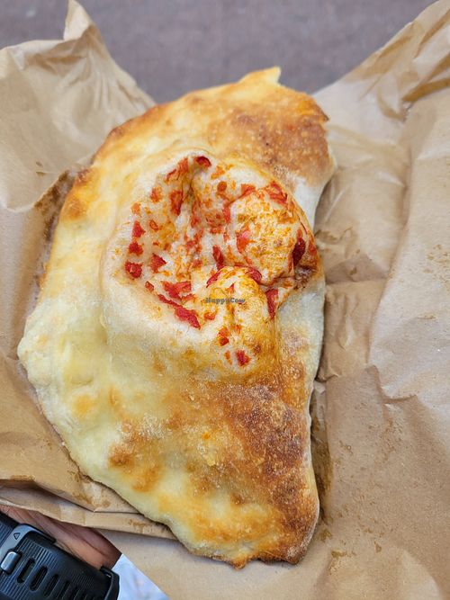 Vegan calzone at Trigo in Barcelona