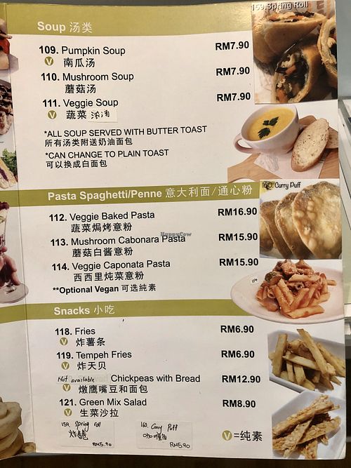 Menu  at So Veggie Cafe in Johor Bahru
