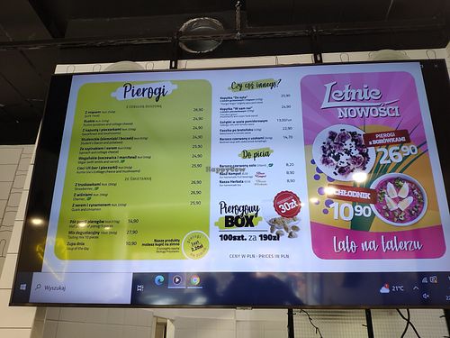 Menu at Pierogarnia Krakowiacy in Krakow