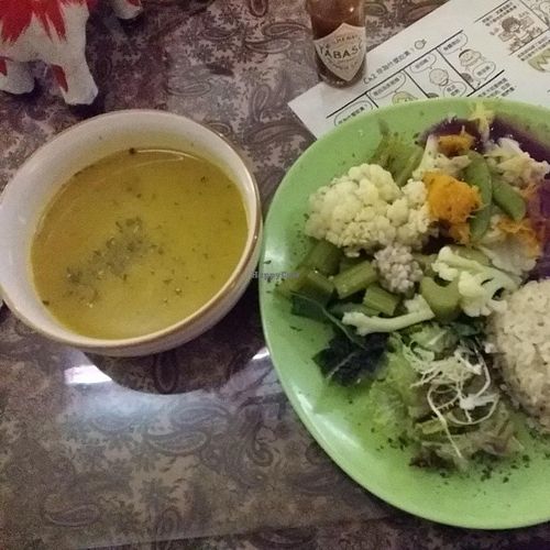 Today's set lunch - HK$ 55 / US$ 7 - with a dandelion coffee at the end - delicious! at Bowls in Hong Kong Island