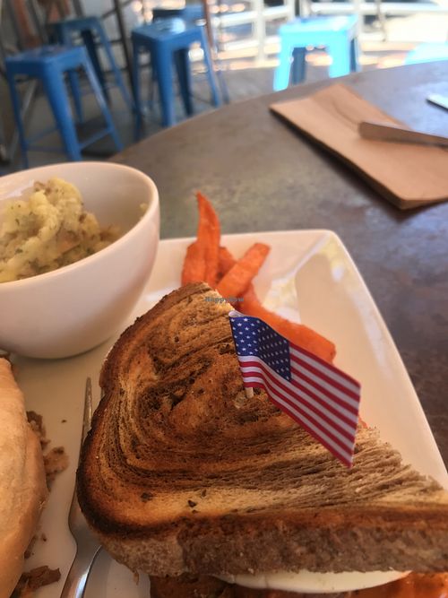 Ruben & potato Salad at Derive Bistro in Golden