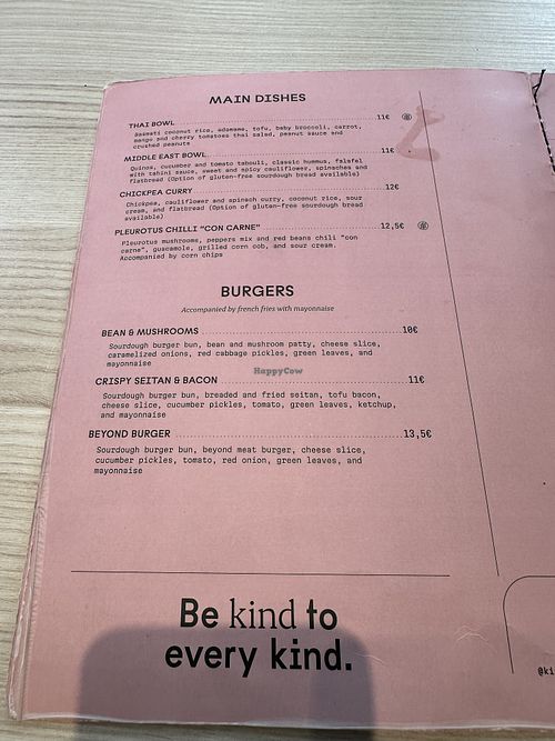 Menus as of 21/Oct/23  at Kind Kitchen in Porto