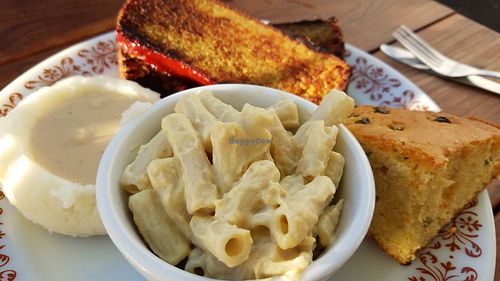 Neat loaf, Mac, mashed potatoes and cornbread at Cornbread Cafe in Springfield