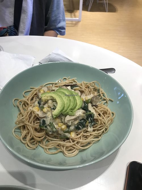 Coconut noodles with mushrooms   at Foody lohas Cafe in Ulaanbaatar