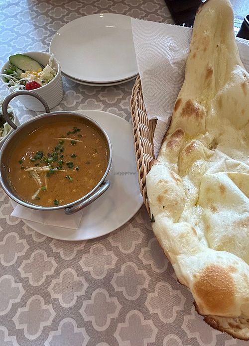 Naan and daal with salad  at Alladin Indo Restaurant in Fujikawaguchiko