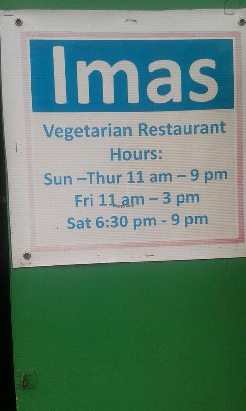opening hours aug 2014 at Ima's Vegetarian Restaurant in Puerto Princesa