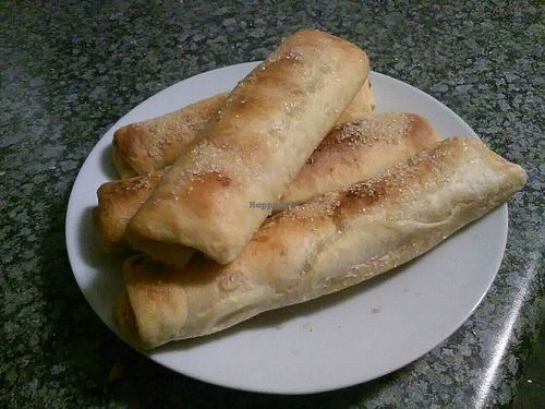 Pillow shaped pastries from Sintra (travesseiros de Sintra) with butternut and almond flour filling at A Quina Verde in Johannesburg
