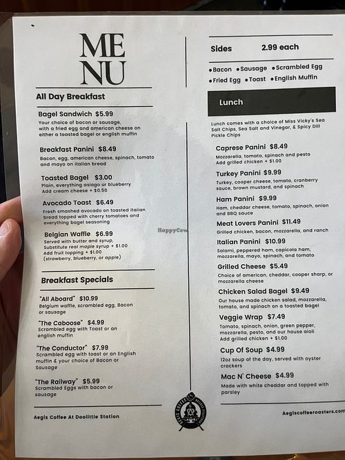 Full menu as of 27 Apr 2025 at Aegis Coffee Roasters in Dubois