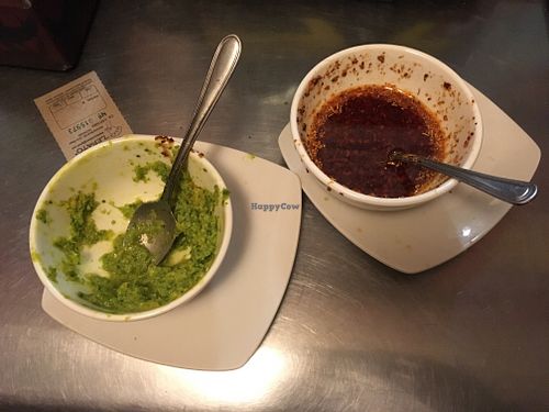 Courtesy of the house: 2 spicy sauces  at Le Pato in Valparaiso