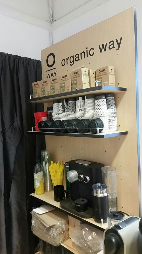 Biodegrable cups and straws. at Aubergine in Cardiff