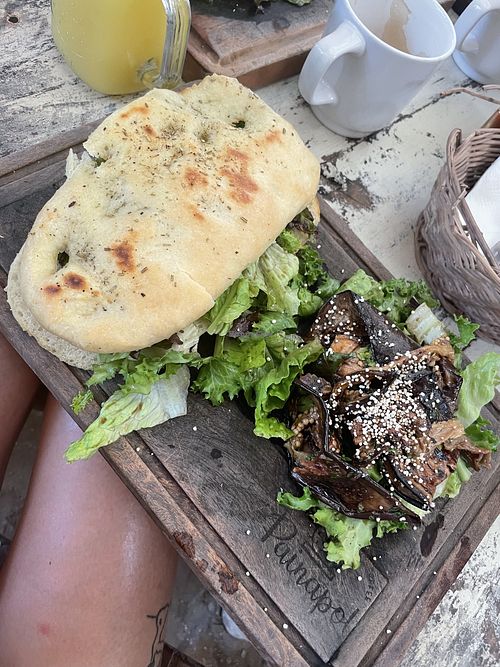 Focaccia with veggies  at Painapol in Holbox