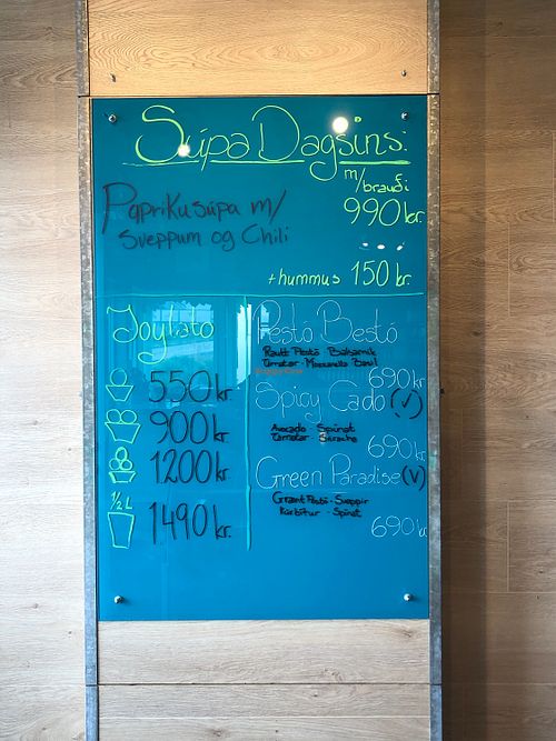 Menu at Mr Joy in Kopavogur