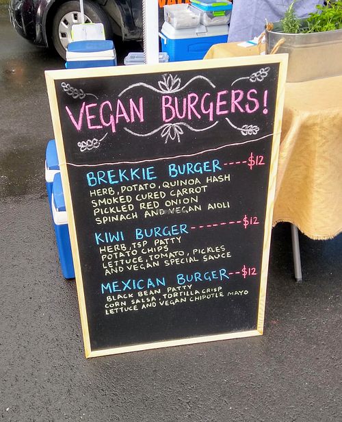 A burger menu at Straight Up Vegan in Dunedin
