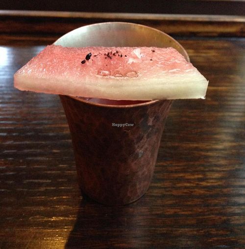 Watermelon starter, to cleanse the palate. at Kajitsu in New York City