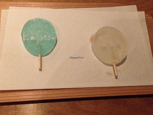 Sugar candy accompaniment to matcha at Kajitsu in New York City