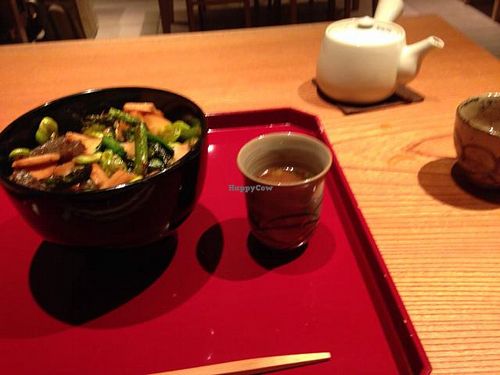 sautéed vegetables over rice at Kajitsu in New York City