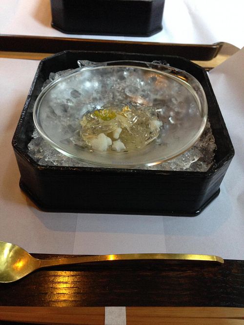 First course - cold jelly with fruit at Kajitsu in New York City