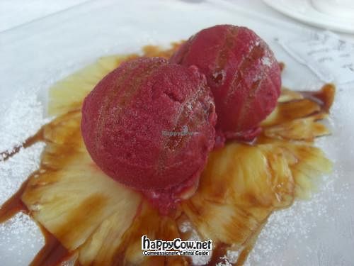 cherry sorbetto with grilled pineapple at La Piscina in Venice