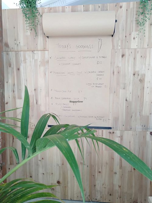 Menu at ALMA in Matakana