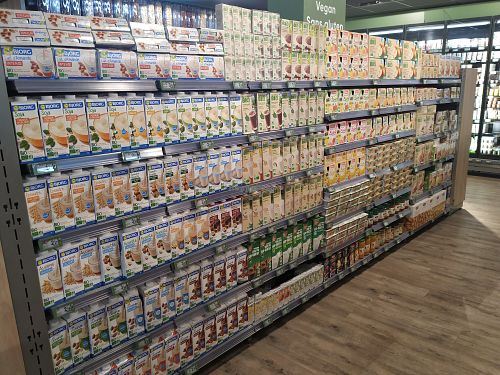 a large vegan choice at Carrefour City in Levallois-perret