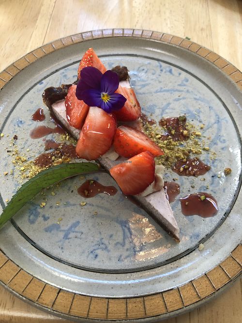 Raw strawberry cheesecake  at Chidakasha Skye in Isle Of Skye