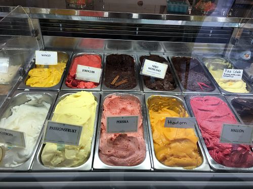 Some of the vegan sorbets! at Gelateria Italiana in Stockholm