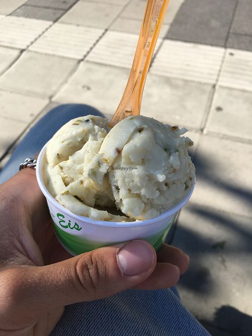 Best vegan gelato, coconut with passionfruit and pistachio crunch  at Gelateria Italiana in Stockholm